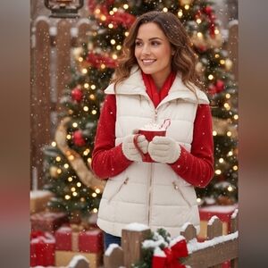 Cisono Los Angeles Outerwear Ivory Color Vest Puffer Sleeveless Size S NWOT